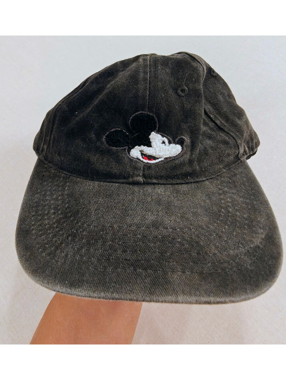 Vintage Black Mickey Mouse Embroidered Adjustable Baseball Cap